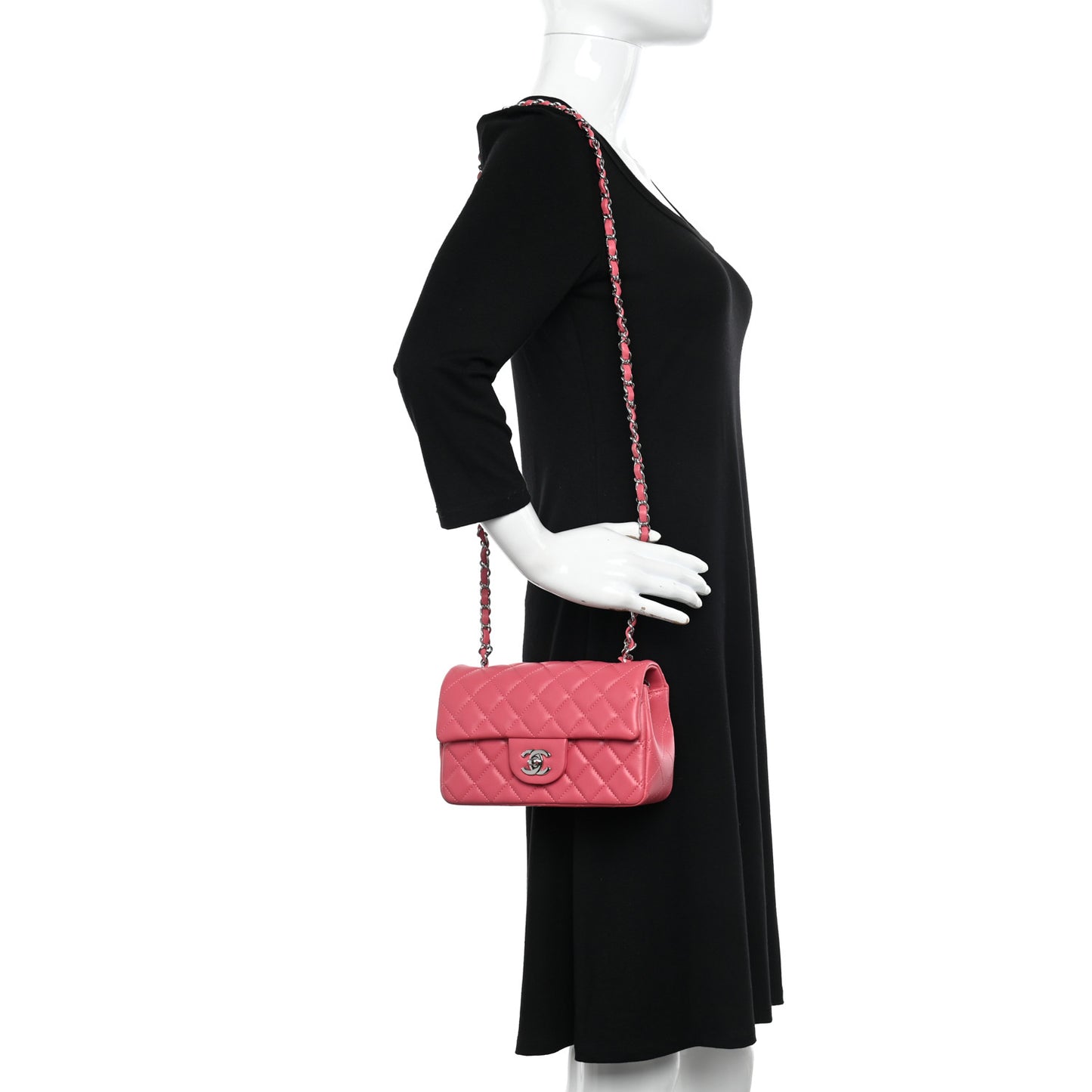 Lambskin Quilted Mini Rectangular Flap Pink