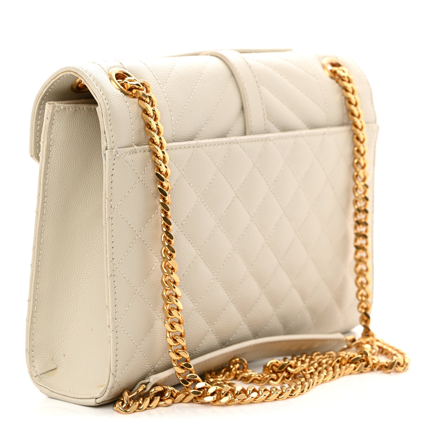 Grain De Poudre Textured Mixed Matelasse Medium Triquilt Monogram Satchel Crema Soft