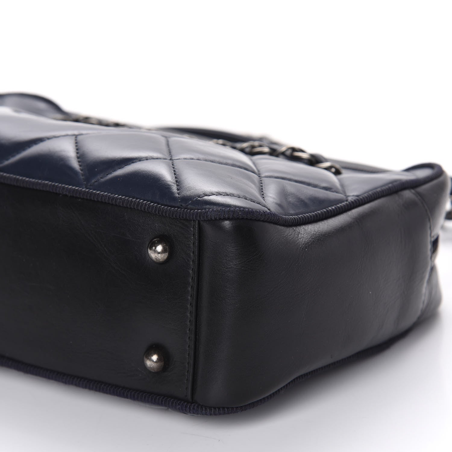 Chanel Lambskin Quilted Small Diamond CC Camera Case Blue Black 7 of 11