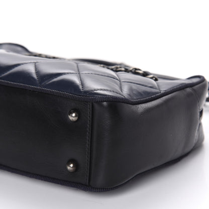 Chanel Lambskin Quilted Small Diamond CC Camera Case Blue Black 7 of 11