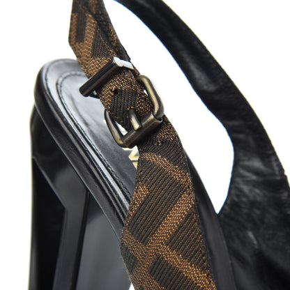 Fendi Jacquard Calfskin FF Open Toe Platform Slingback Pumps 38.5 Tobacco 11 of 12
