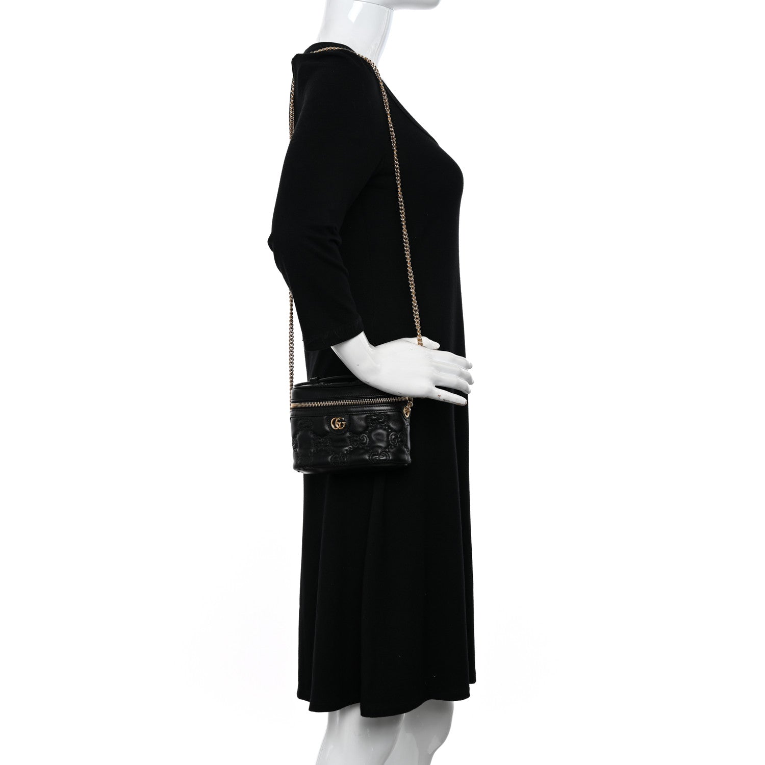 Gucci Calfskin GG Matelasse Mini Top Handle Bag Black 2 of 11