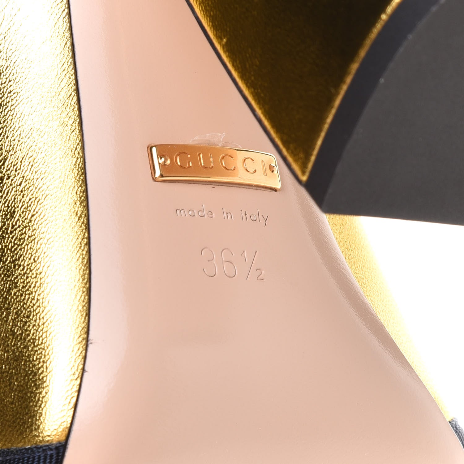 Gucci Malaga Kid Web Bow Pumps 36.5 Oro 8 of 13