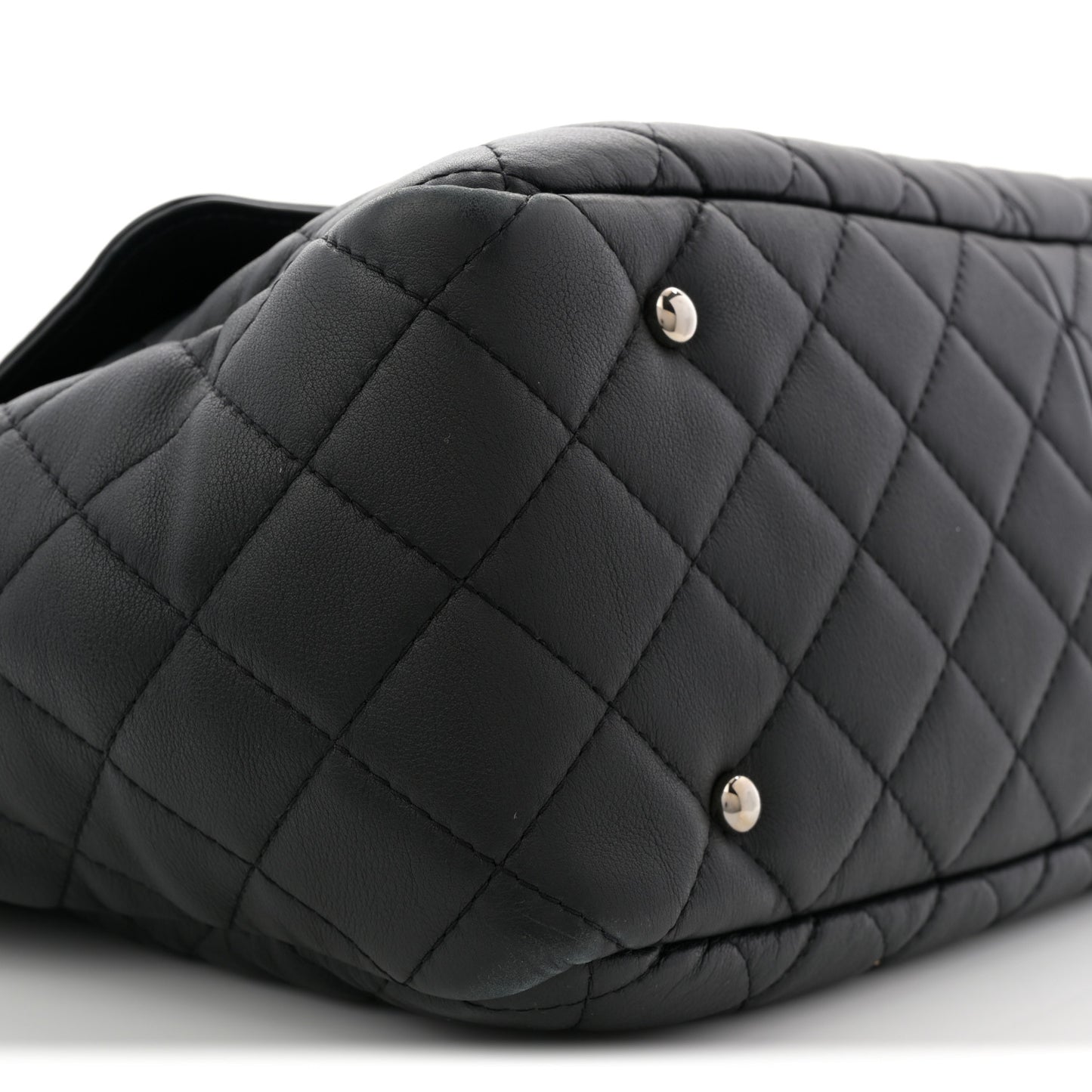 Calfskin Quilted Ultra Pocket Shopping Tote Black