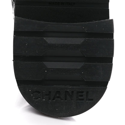 Chanel Shiny Goatskin Calfskin Quilted Lace Up Combat Boots 38 Black 6 of 9
