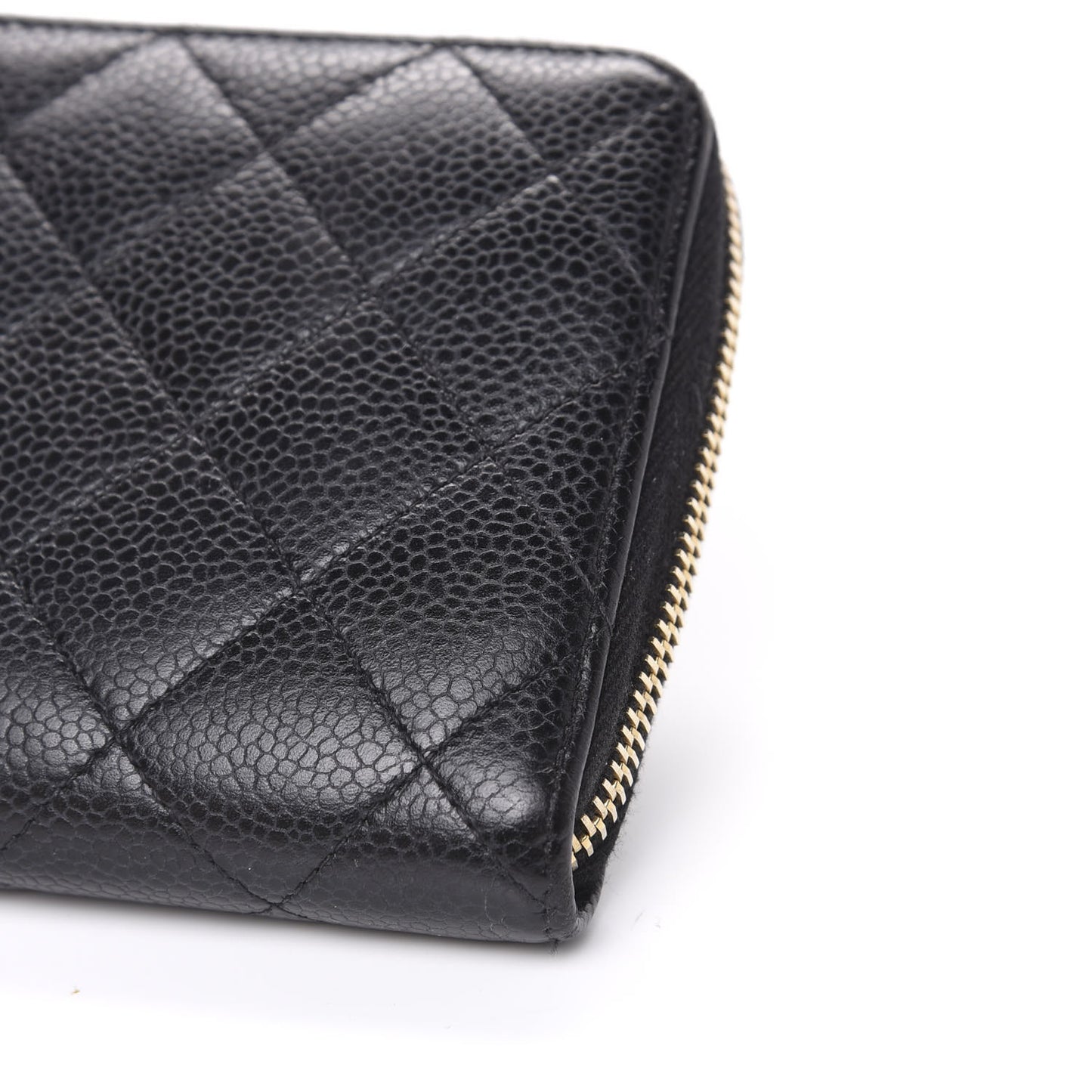 Caviar Quilted Large Gusset Zip Around Wallet Black