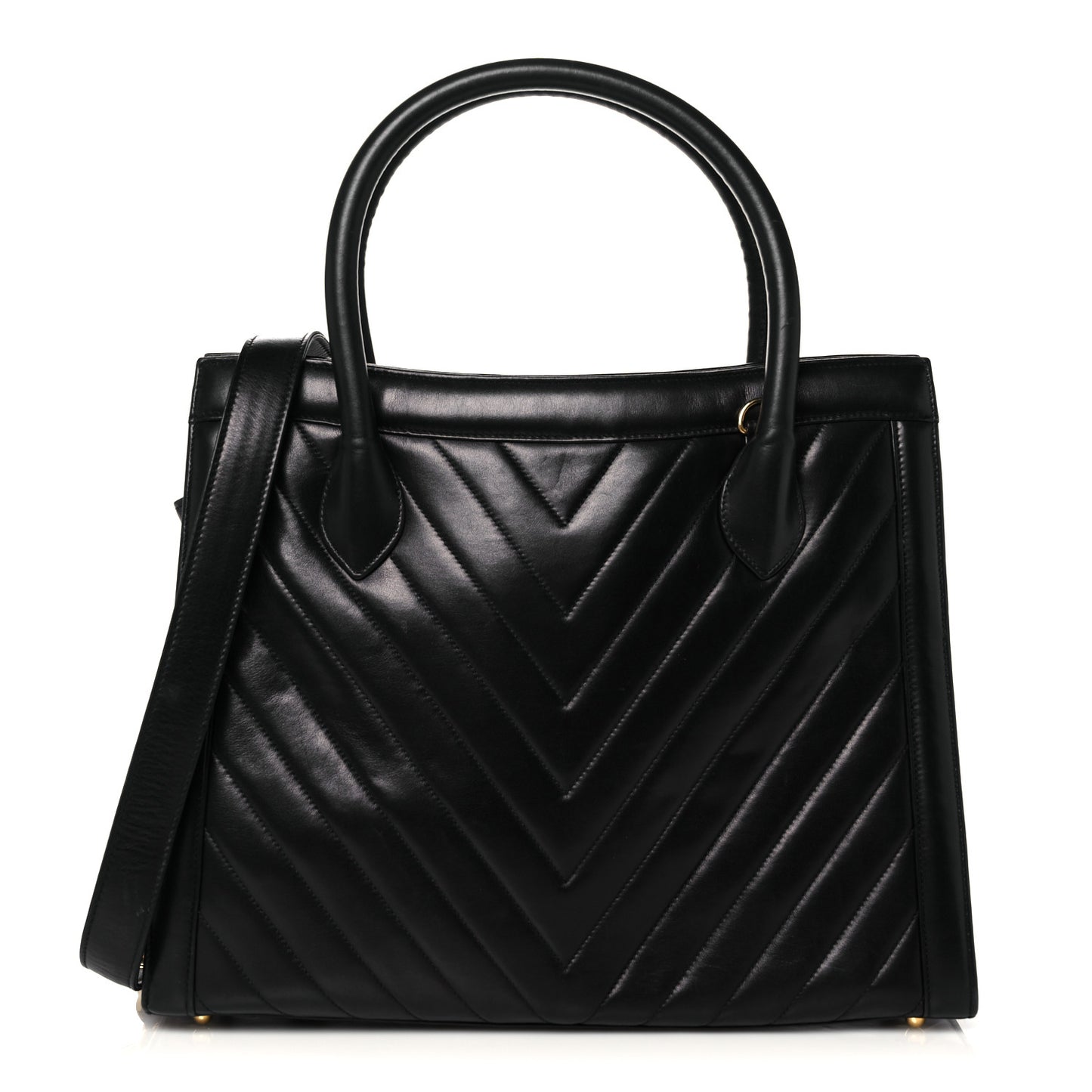 Lambskin Chevron Quilted Top Handle Bag Black
