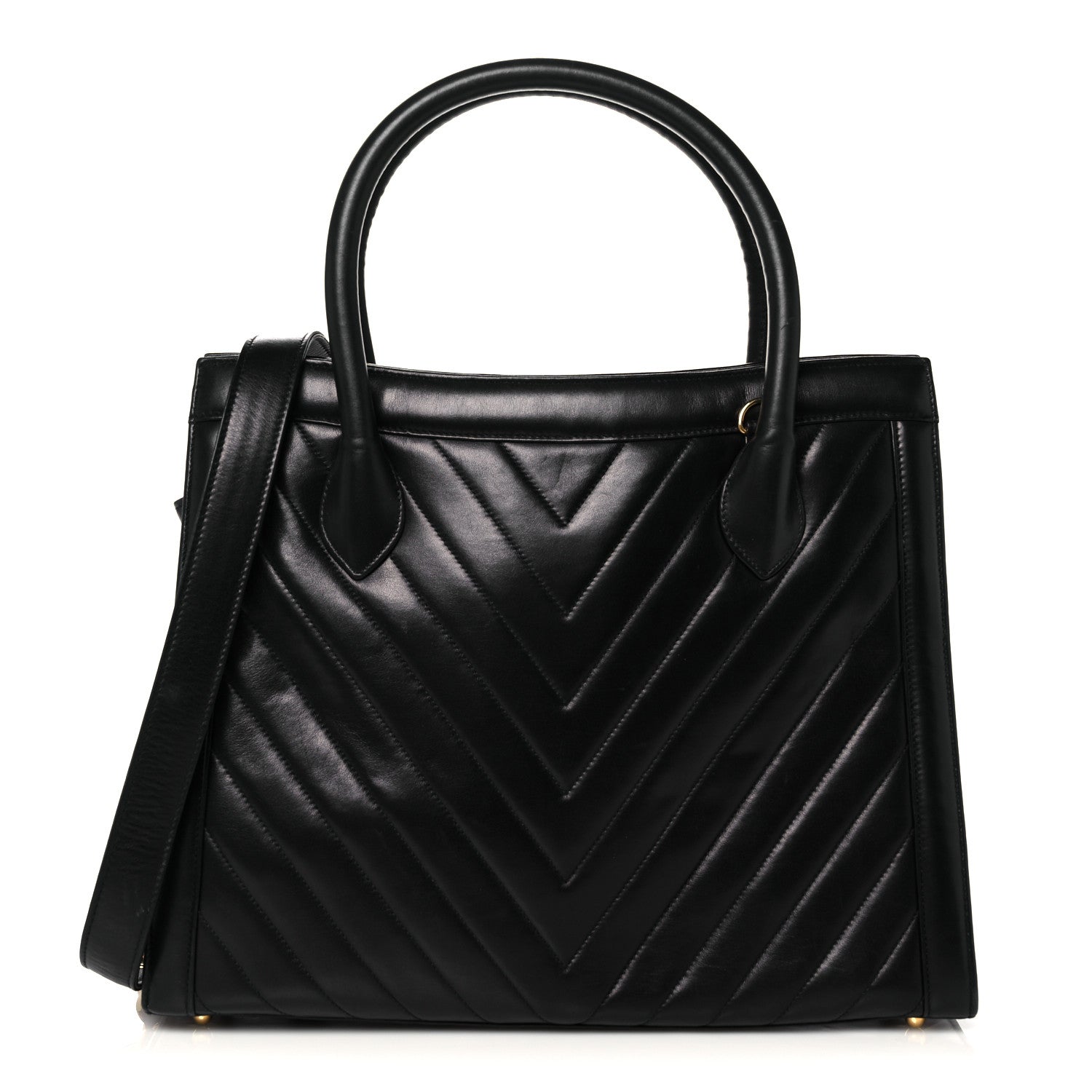 Chanel Lambskin Chevron Quilted Top Handle Bag Black 1 of 17