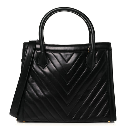 Chanel Lambskin Chevron Quilted Top Handle Bag Black 1 of 17