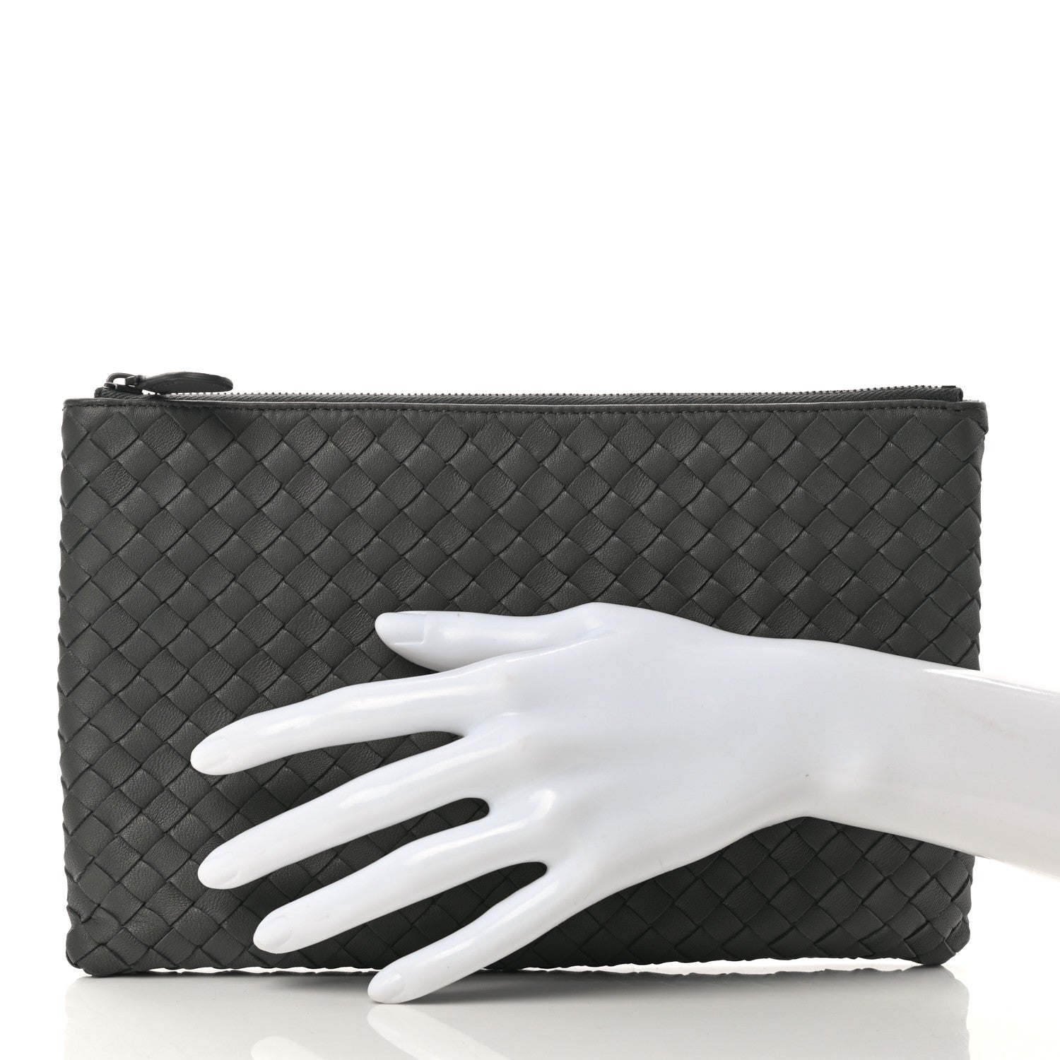 Bottega Veneta Nappa Intrecciato Medium Zip Pouch Grey 2 of 7