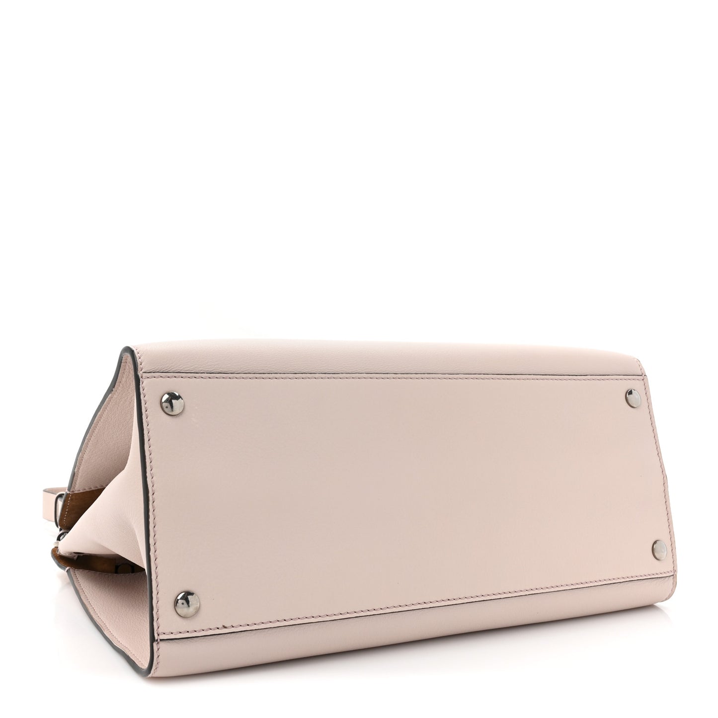 Smooth Calfskin Small Grommet Embossed Crest Bag Chalk Pink