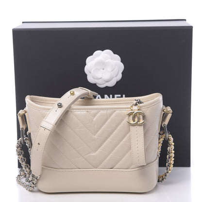 Chanel Aged Calfskin Chevron Quilted Small Gabrielle Hobo Beige Clair 11 of 11