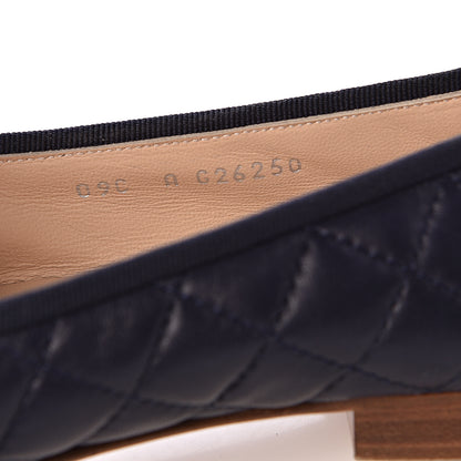 Chanel Quilted Lambskin CC Ballerina Flats 37 Navy 6 of 8