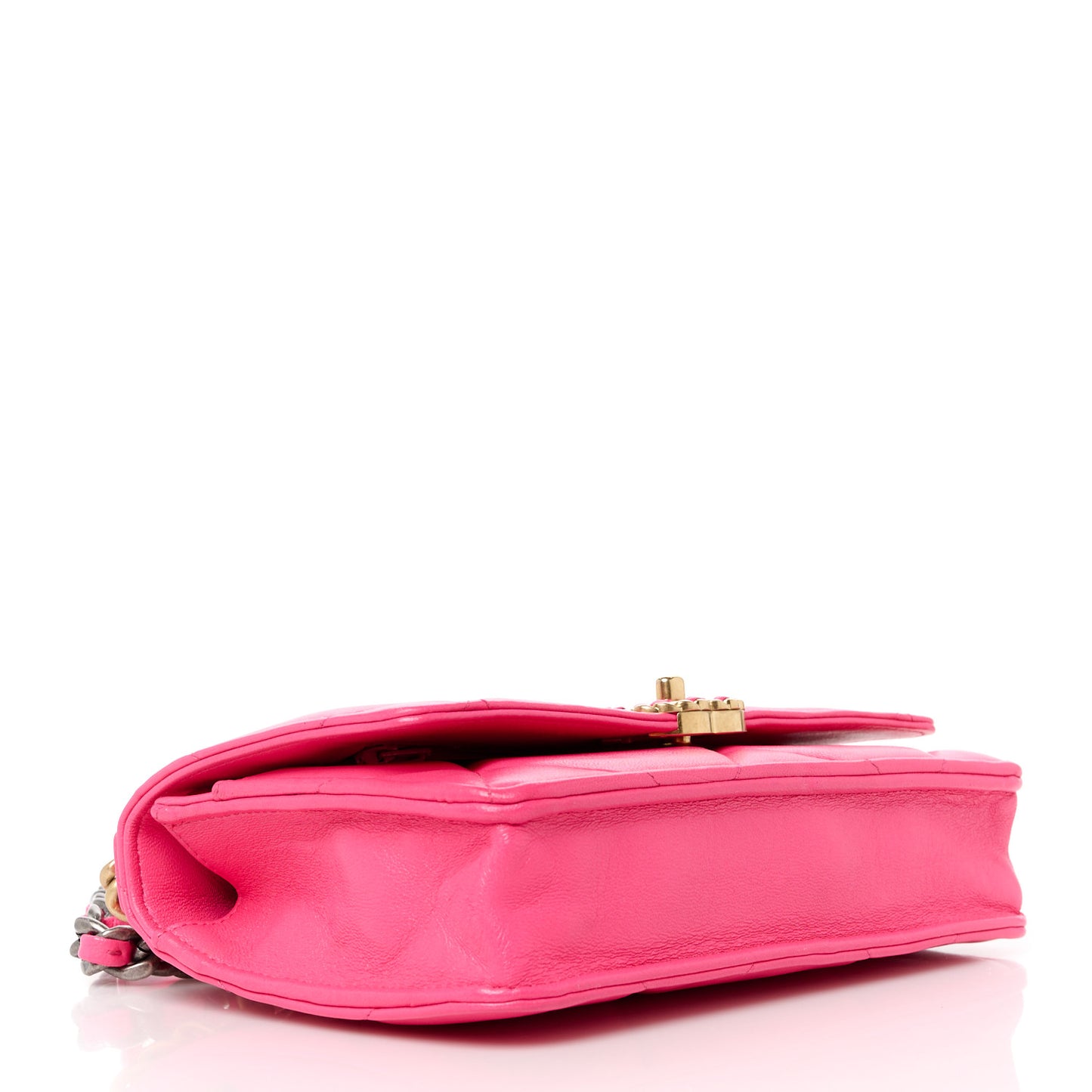 Lambskin Quilted Chanel 19 Wallet On Chain WOC Dark Pink
