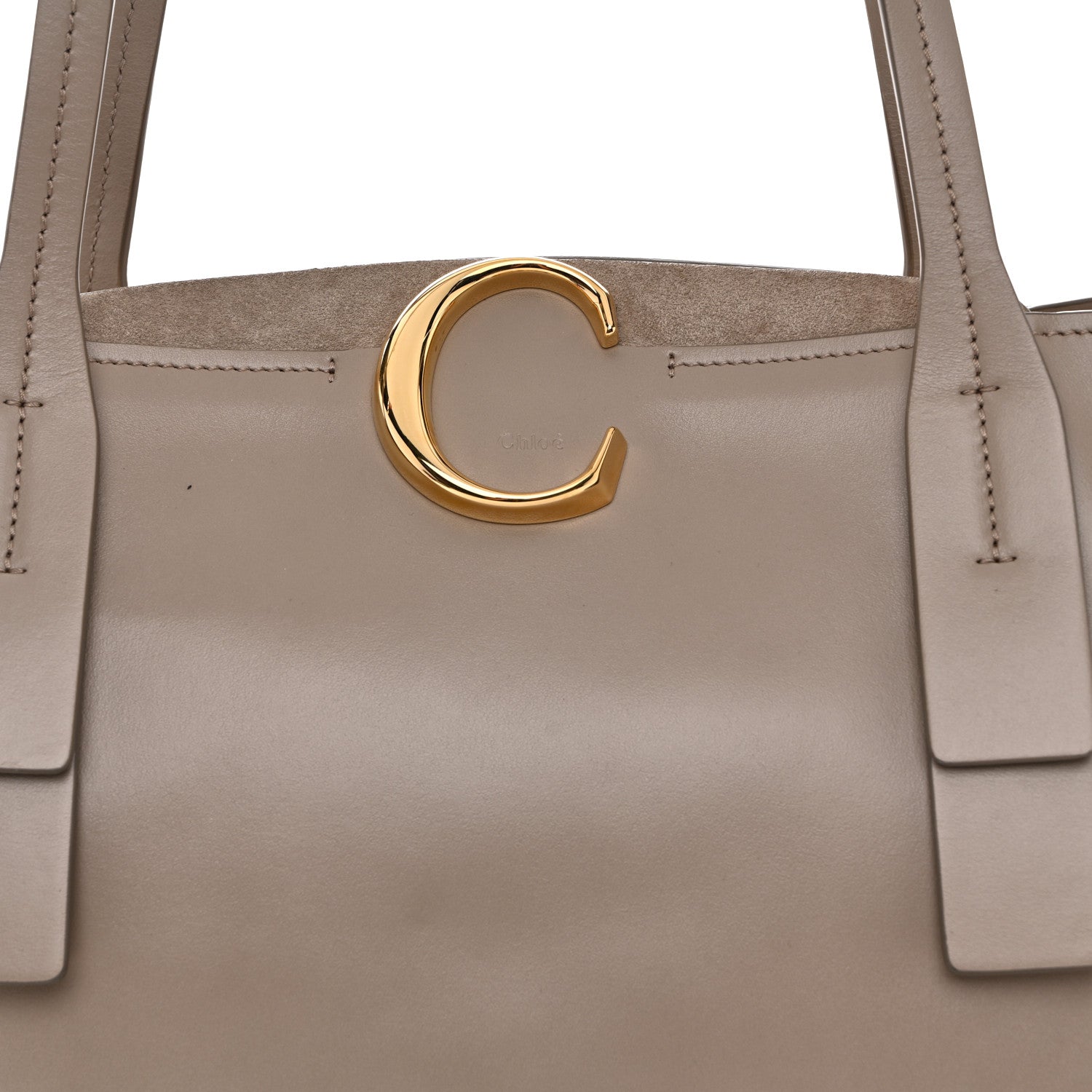 Chloe Shiny Calfskin Suede Medium C Zipped Tote Motty Grey 8 of 10