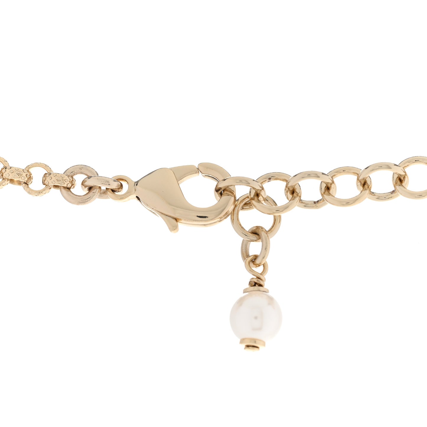 Resin Crystal Pearl Chain Heart CC Drop Necklace Pink White Gold