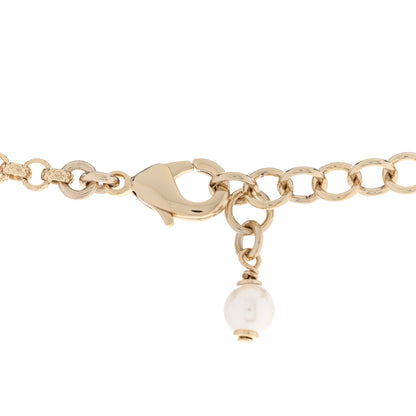 Chanel Resin Crystal Pearl Chain Heart CC Drop Necklace Pink White Gold 8 of 9