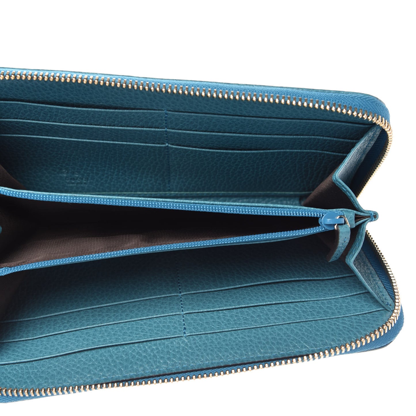 Monogram Dollar Calfskin Zip Around Wallet Beige Ebony Deep Cobalt
