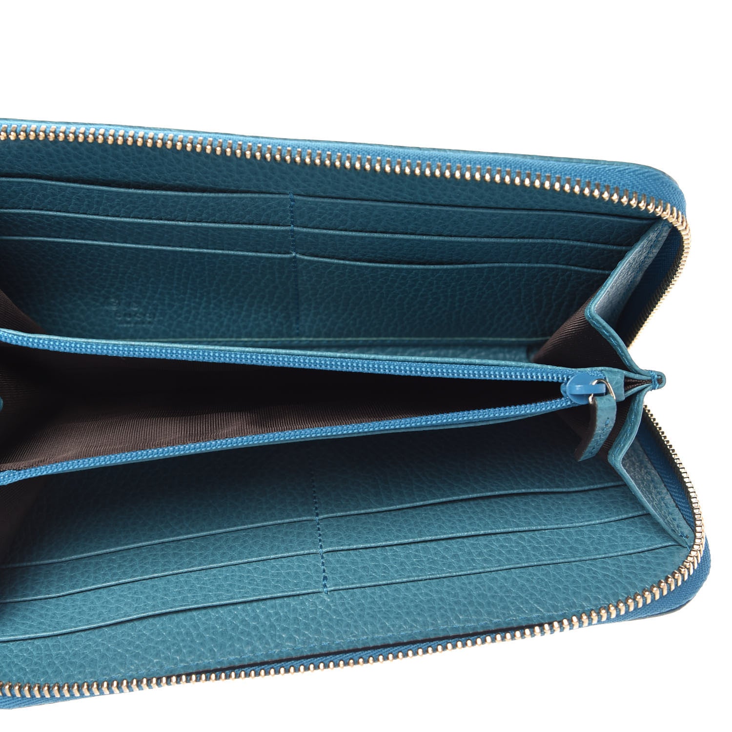 Gucci Monogram Dollar Calfskin Zip Around Wallet Beige Ebony Deep Cobalt 5 of 9