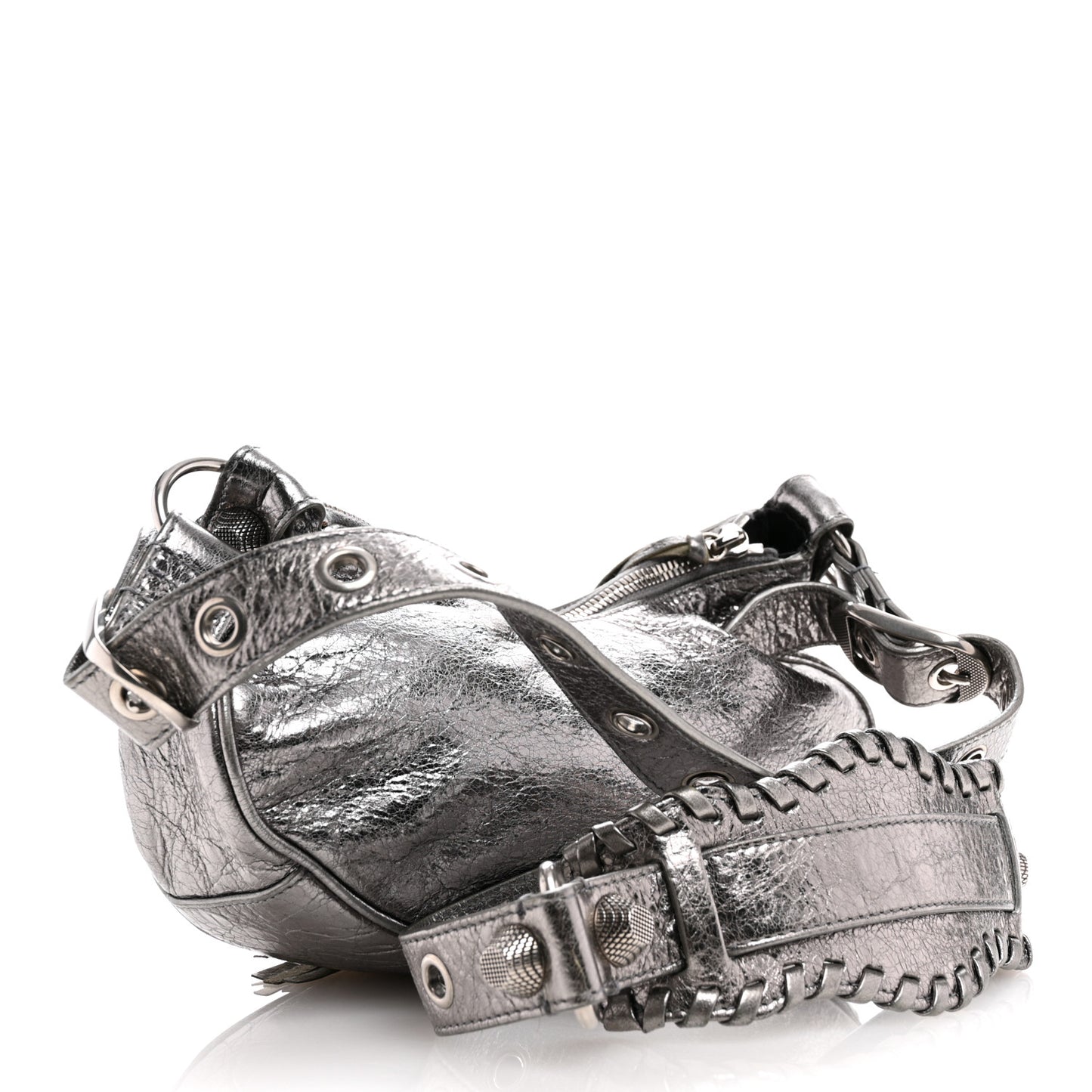Metallic Agneau Arena Le Cagole Shoulder Bag XS Silver