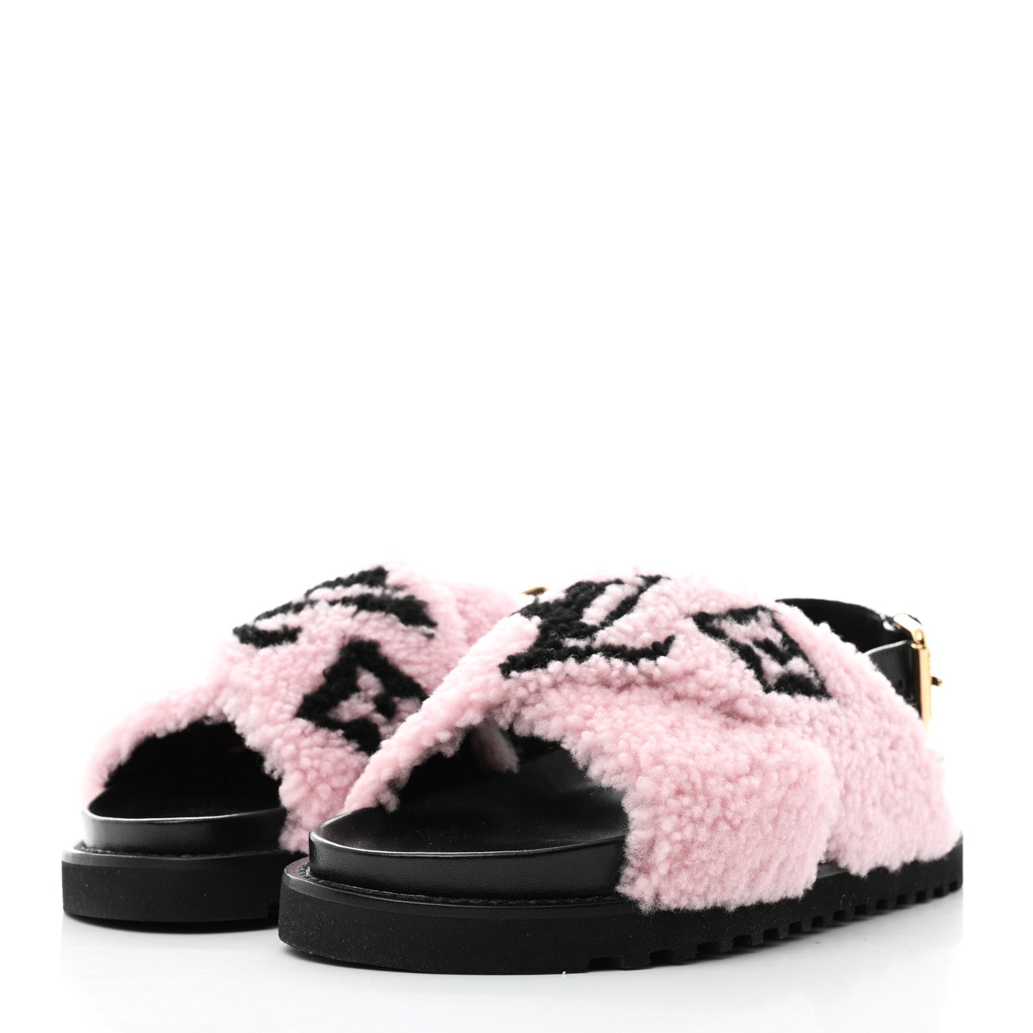 Louis Vuitton Shearling Paseo Flat Comfort Sandal 37 Pink 3 of 10