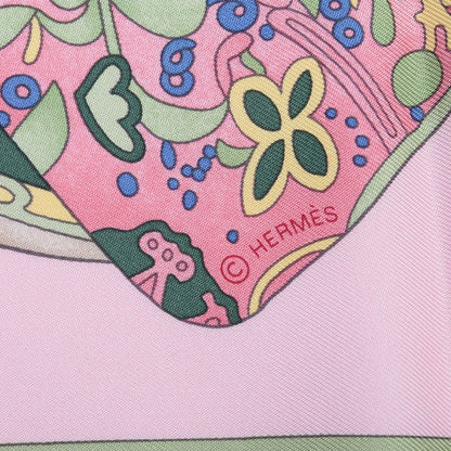 Hermes Silk Selle Des Steppes Scarf 90 Rose Pale Bleu Jean 7 of 8