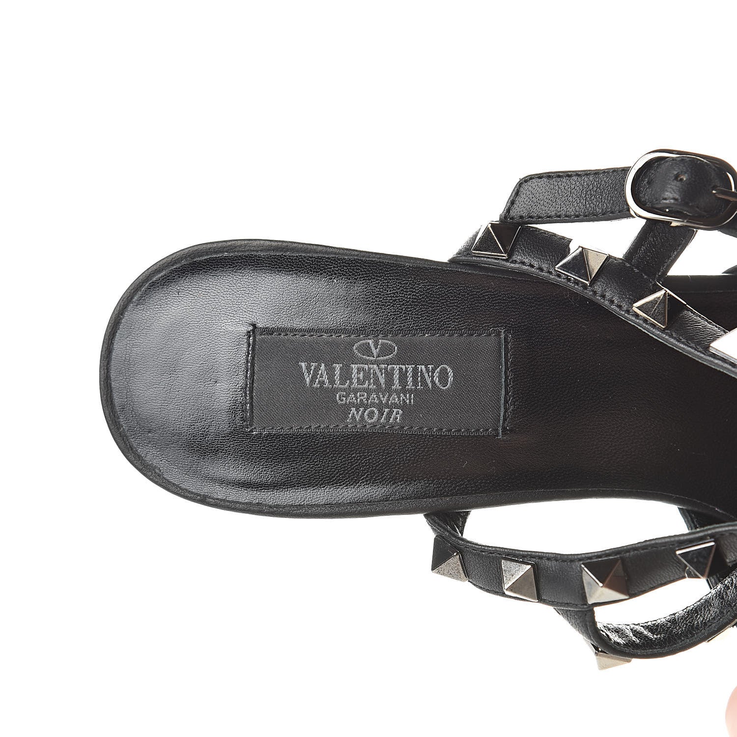 Valentino Garavani Nappa Rockstud Ankle Strap Low Heel Pumps 39 Black 6 of 13