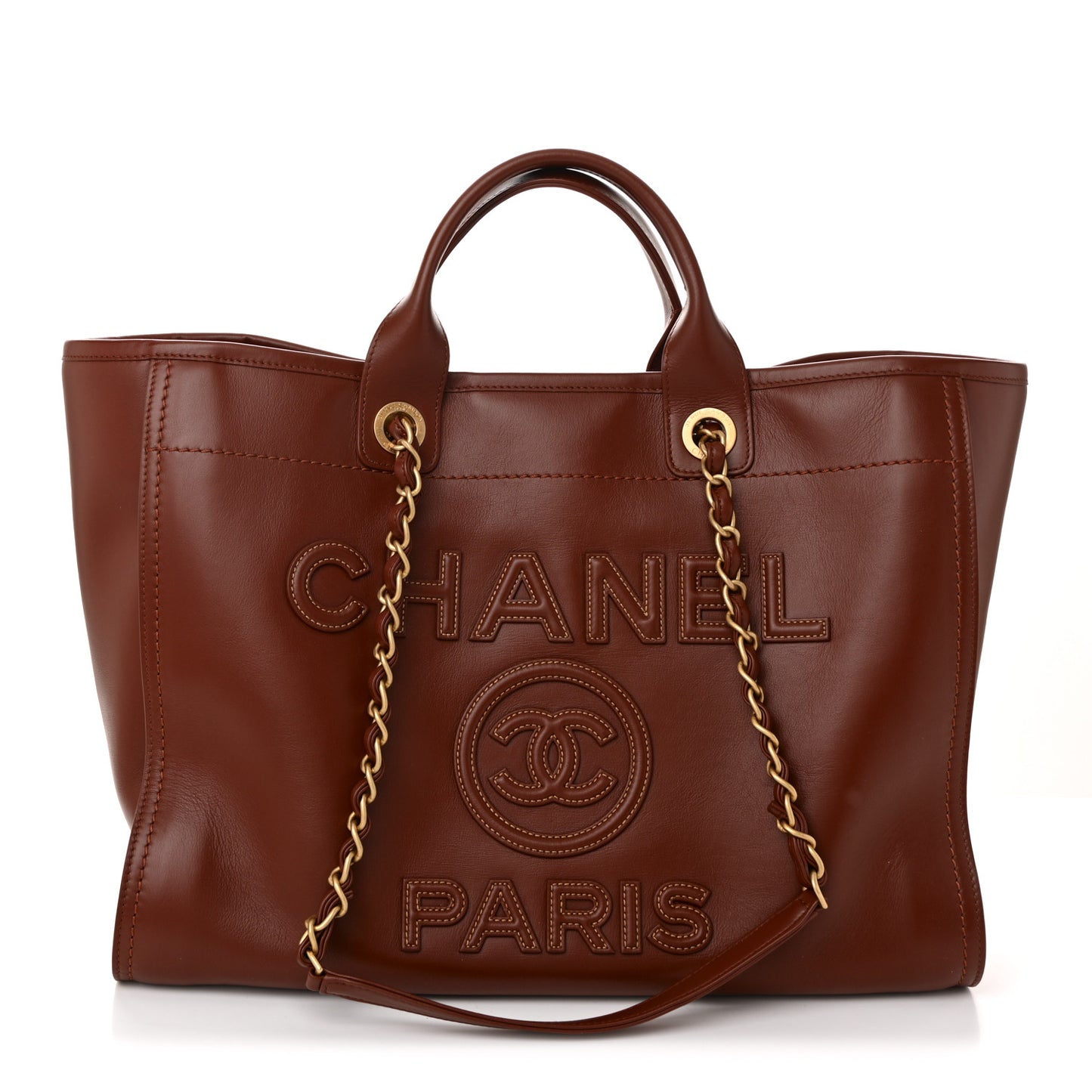Calfskin Large Deauville Tote Brown