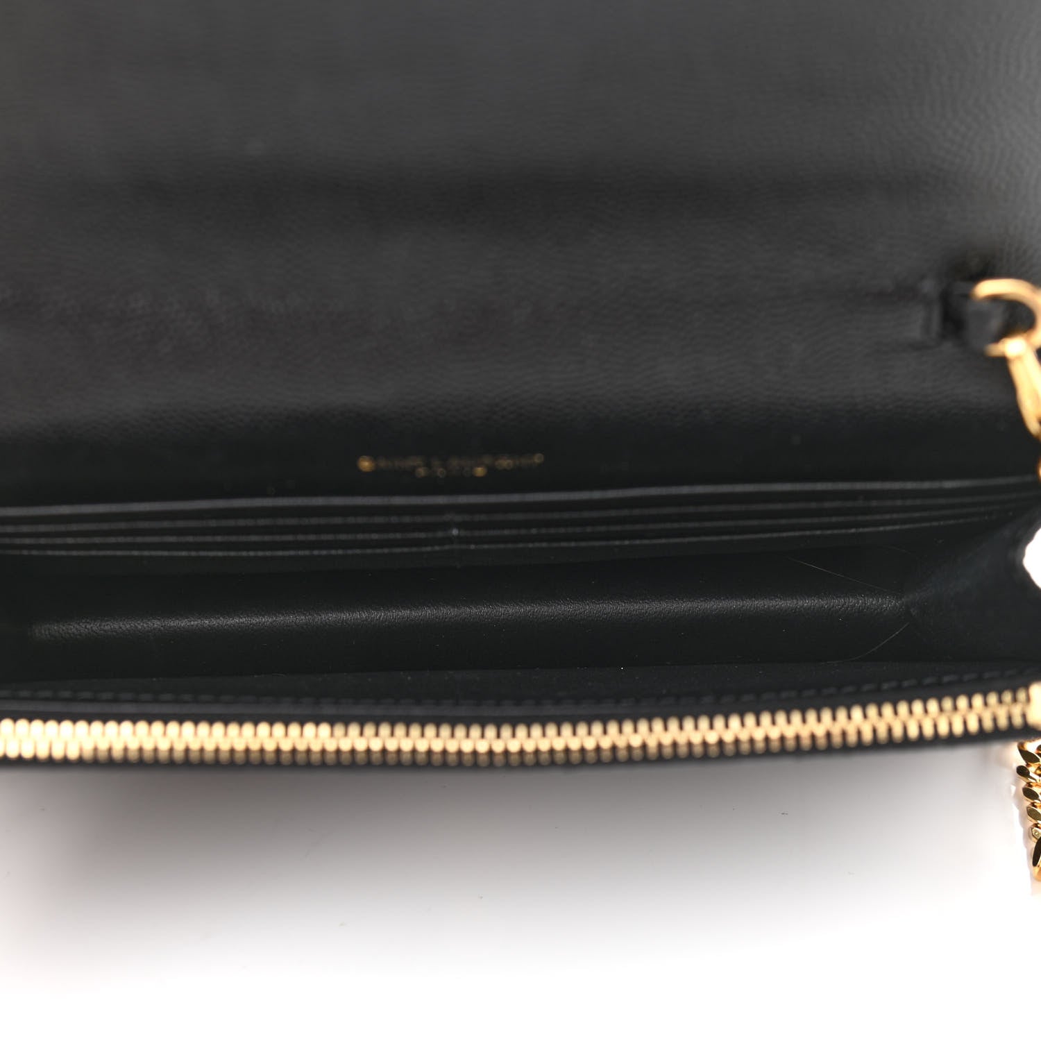 Saint Laurent Grain De Poudre Matelasse Chevron Monogram Envelope Chain Wallet Black 5 of 11