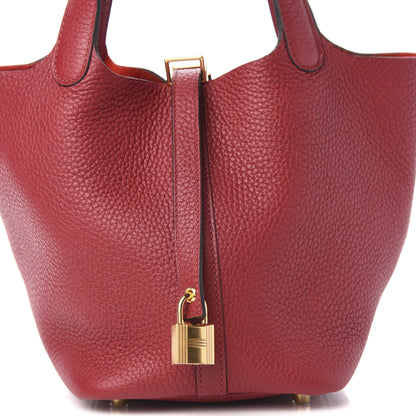 Hermes Taurillon Clemence Picotin Lock 18 PM Rouge Garance 10 of 11