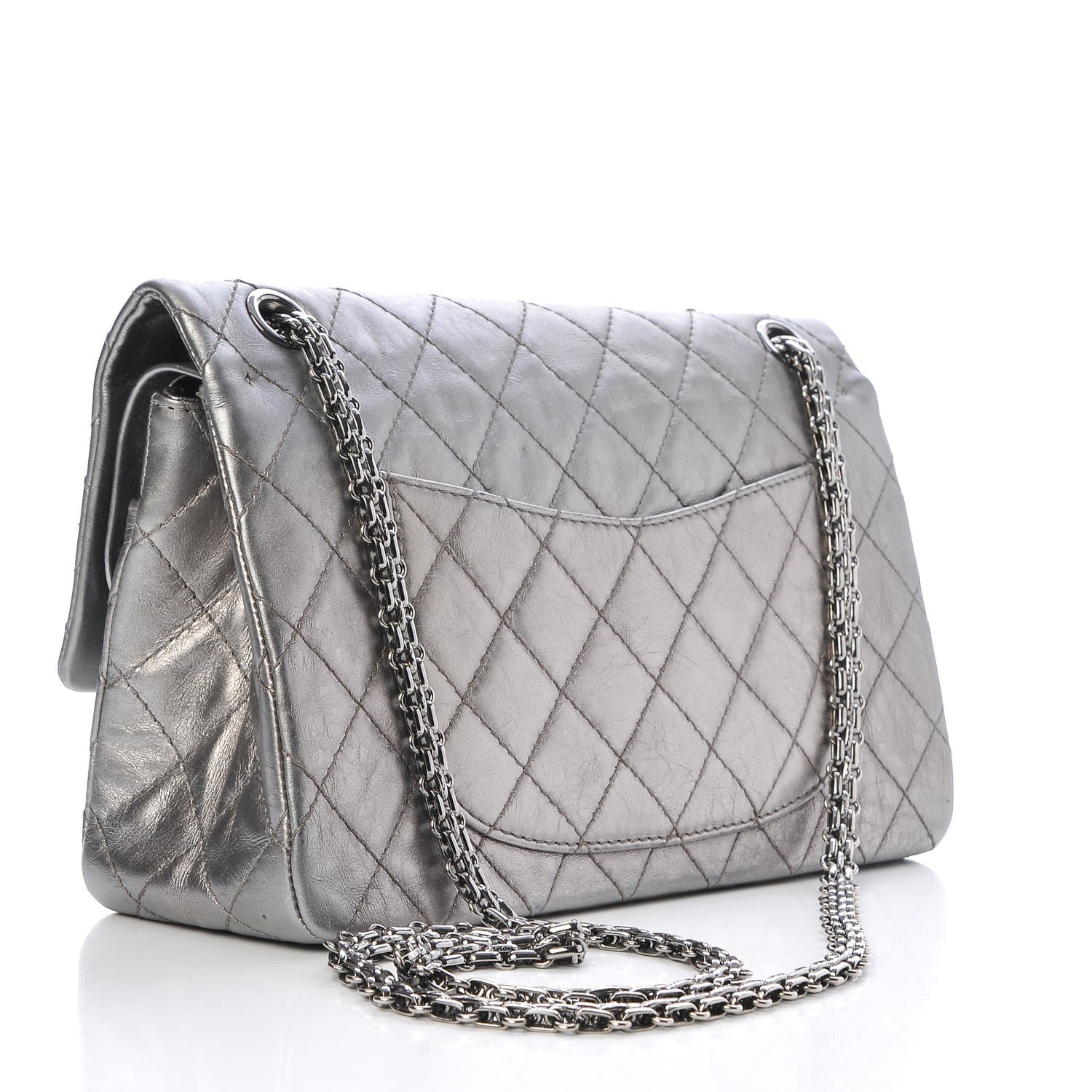 Chanel Metallic Aged Calfskin Quilted 2.55 Reissue 226 Flap Dark Silver 3 of 7