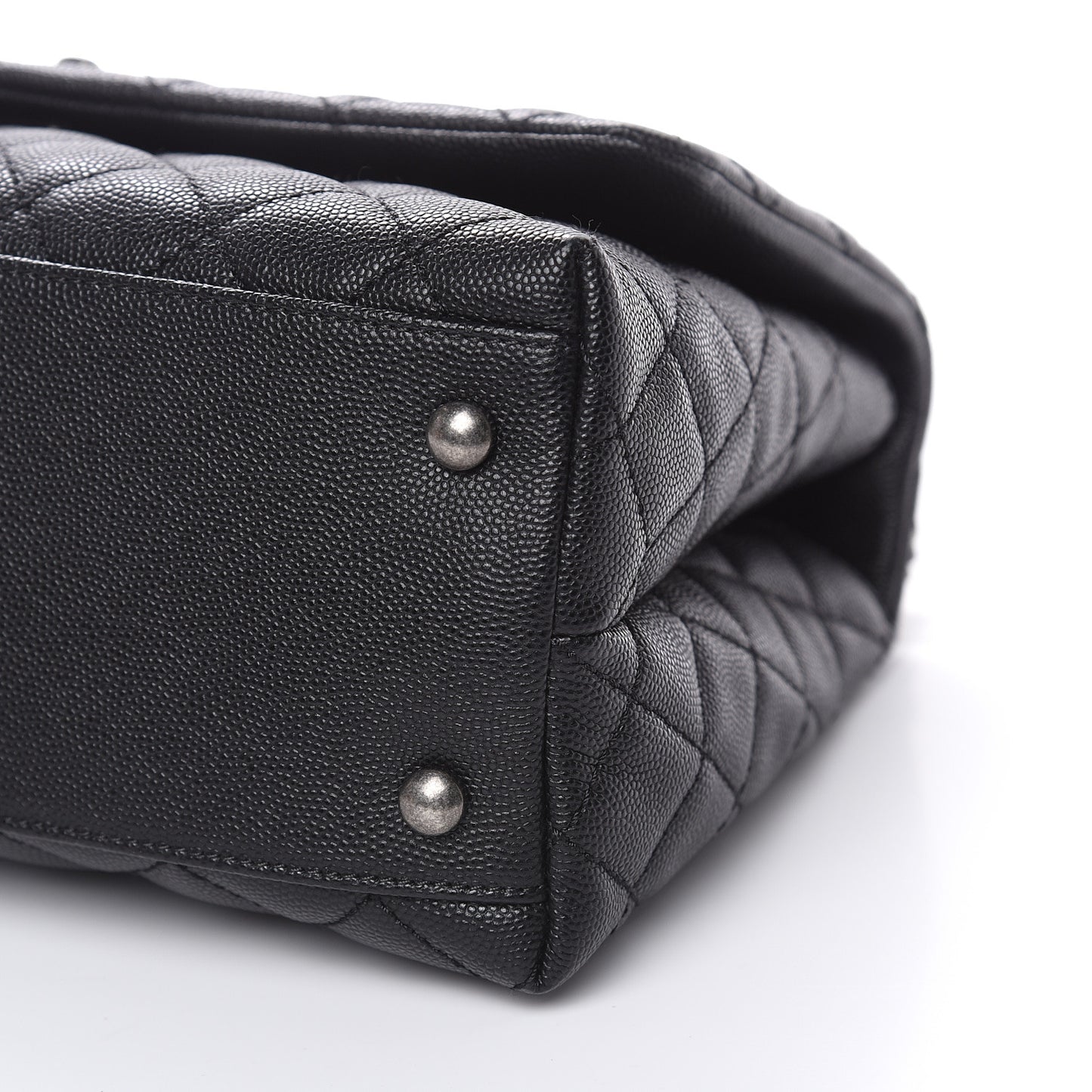 Caviar Lizard Quilted Small Coco Handle Flap Black