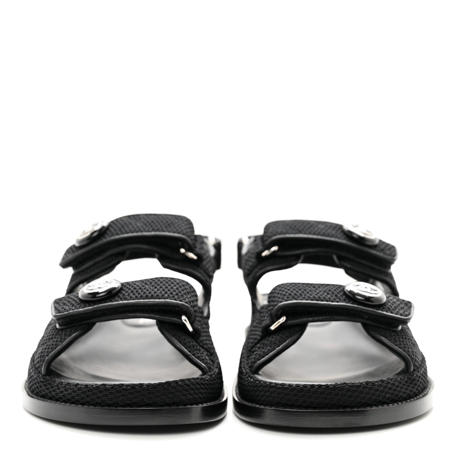 Chanel Fabric Velcro Dad Sandals 37.5 Black 3 of 9