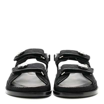 Chanel Fabric Velcro Dad Sandals 37.5 Black 3 of 9