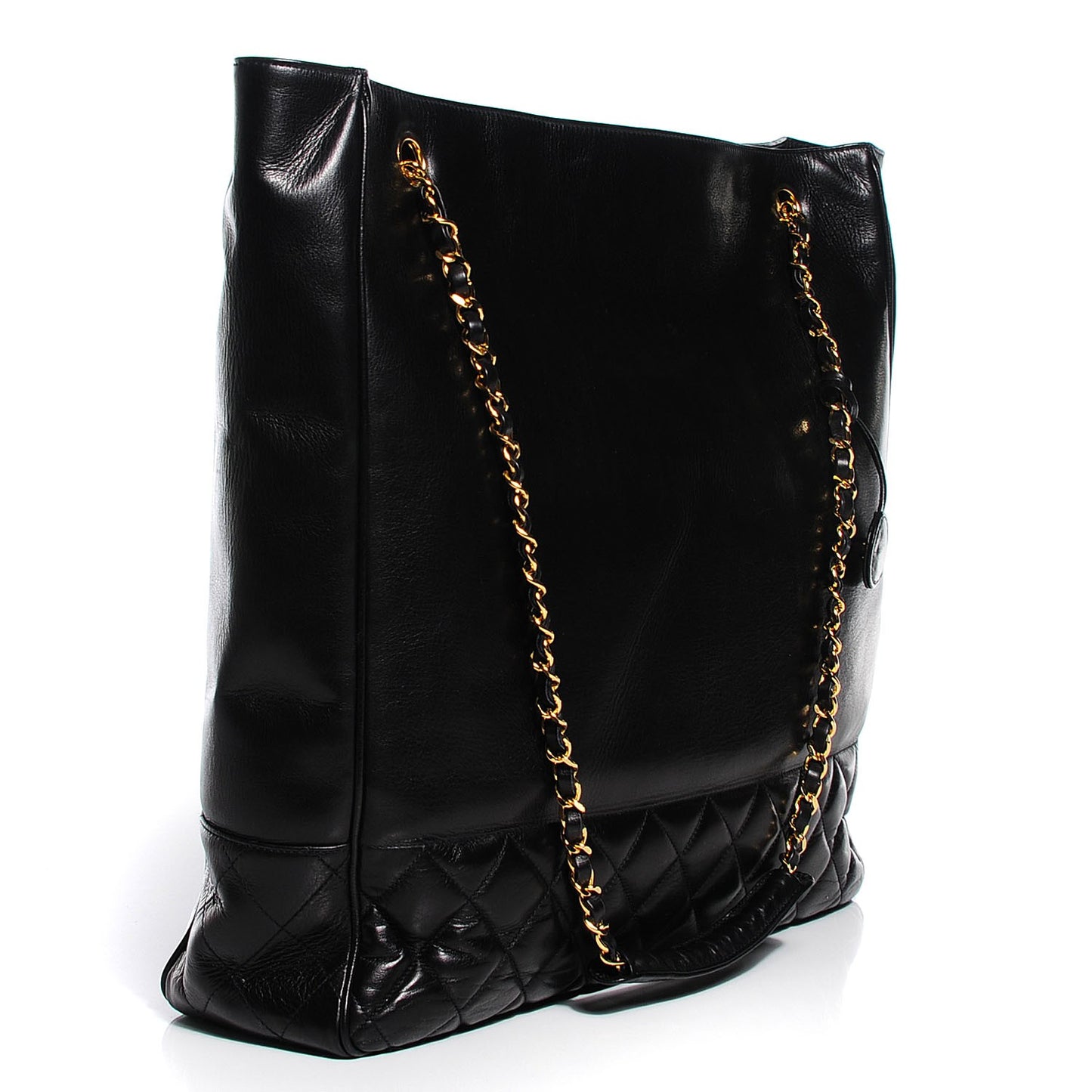 Lambskin Quilted Large Shoulder Bag Black