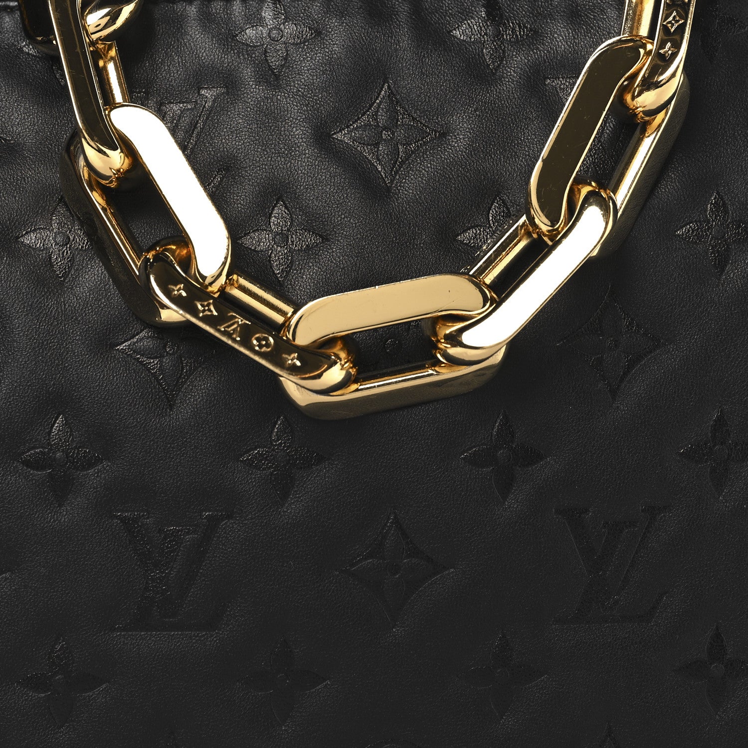 Louis Vuitton Lambskin Embossed Monogram Coussin MM  Black 9 of 11