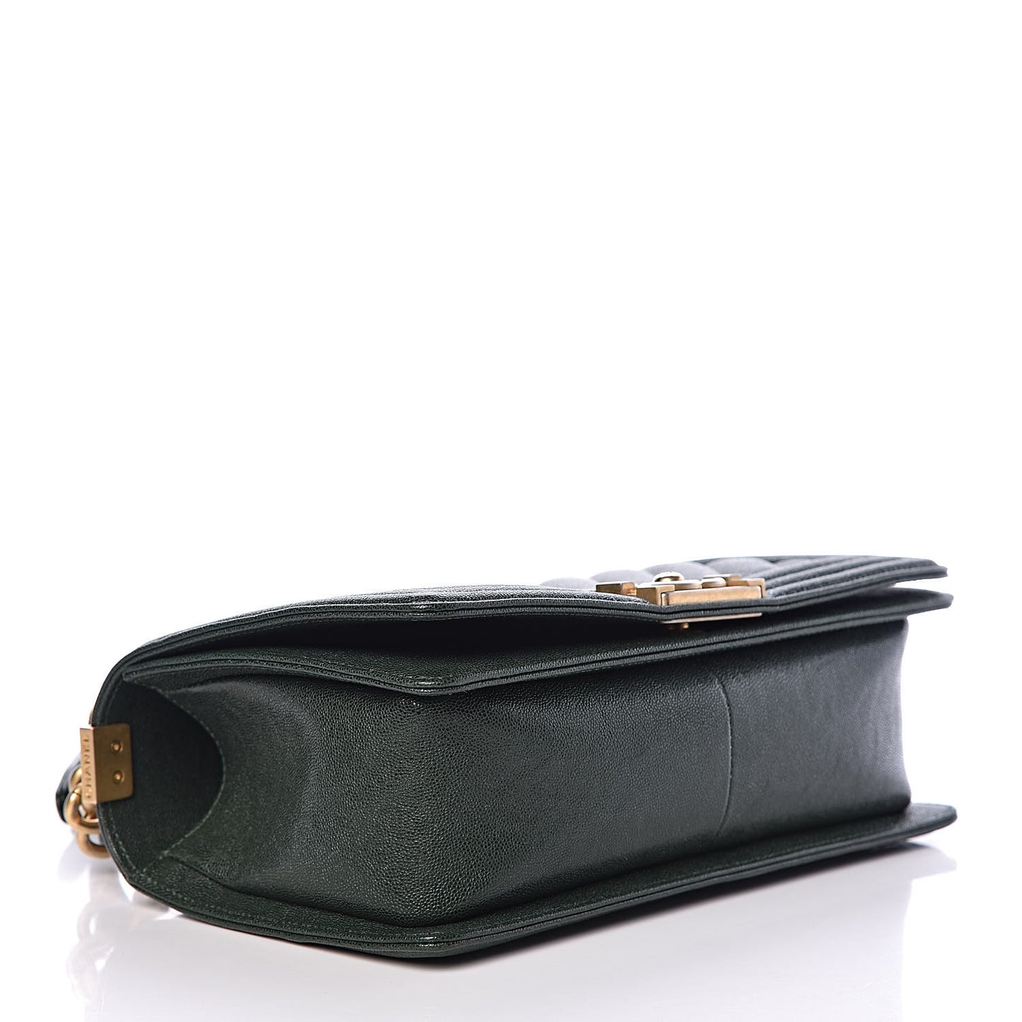 Caviar Chevron Quilted Medium Boy Flap Dark Green