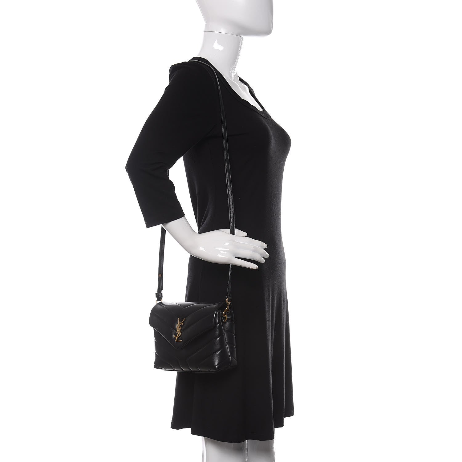 Saint Laurent Calfskin Y Quilted Monogram Toy Loulou Crossbody Bag Black 2 of 10