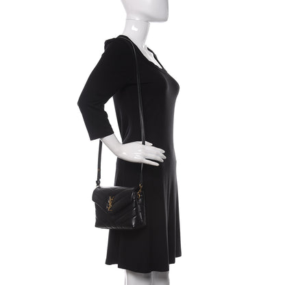 Saint Laurent Calfskin Y Quilted Monogram Toy Loulou Crossbody Bag Black 2 of 10