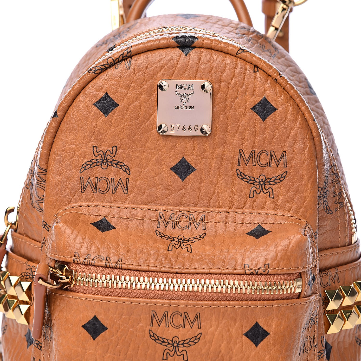 MCM Visetos Side Stud X-Mini Stark Backpack Cognac 10 of 10