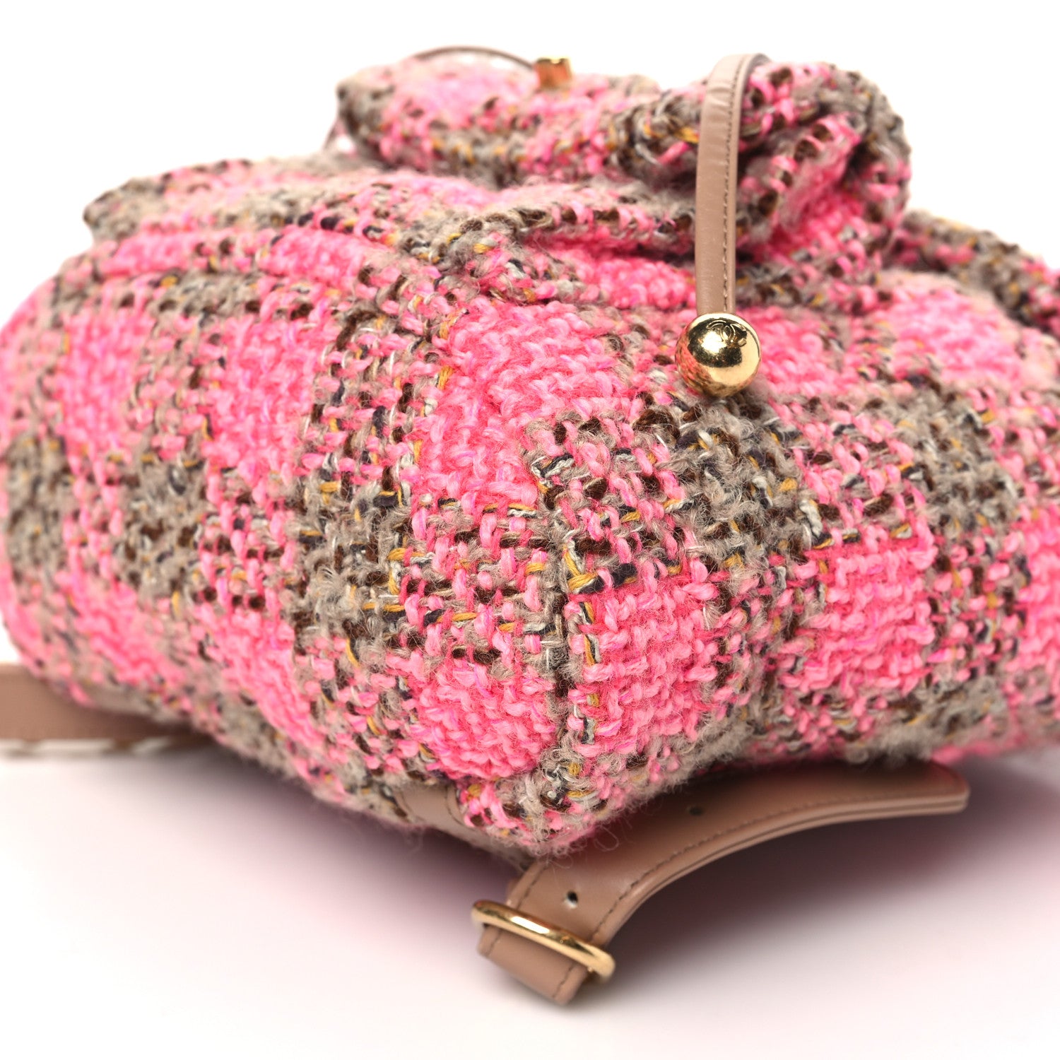 Chanel Wool Tweed Elegant Backpack Pink Brown 10 of 10