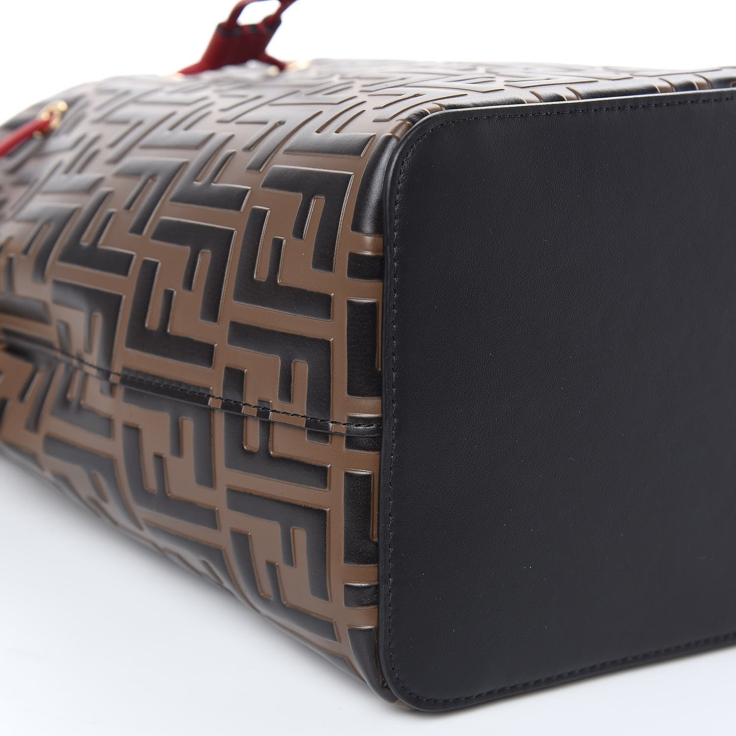 Vitello Grace F is Fendi Bi-Color FF 1974 Embossed Grande Mon Tresor Bucket Bag Maya Black Fragola