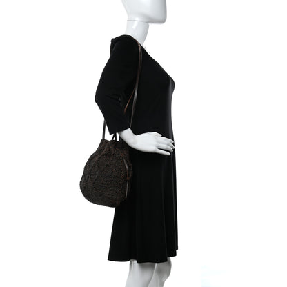Chanel Calfskin Woven Drawstring Bag Dark Brown 2 of 9