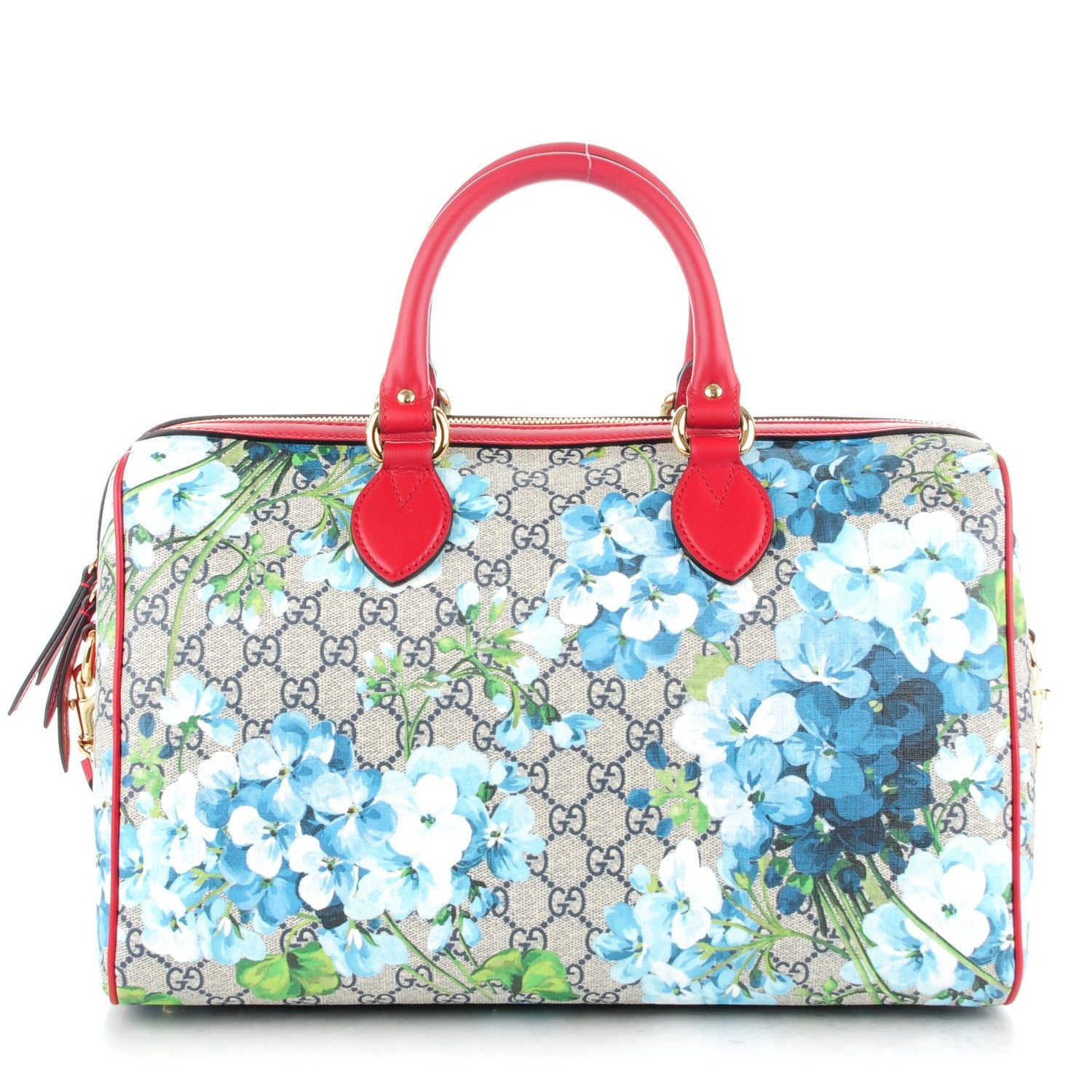 Gucci GG Supreme Monogram Blooms Medium Boston Beige Blue Navy Hibiscus Red 1 of 7