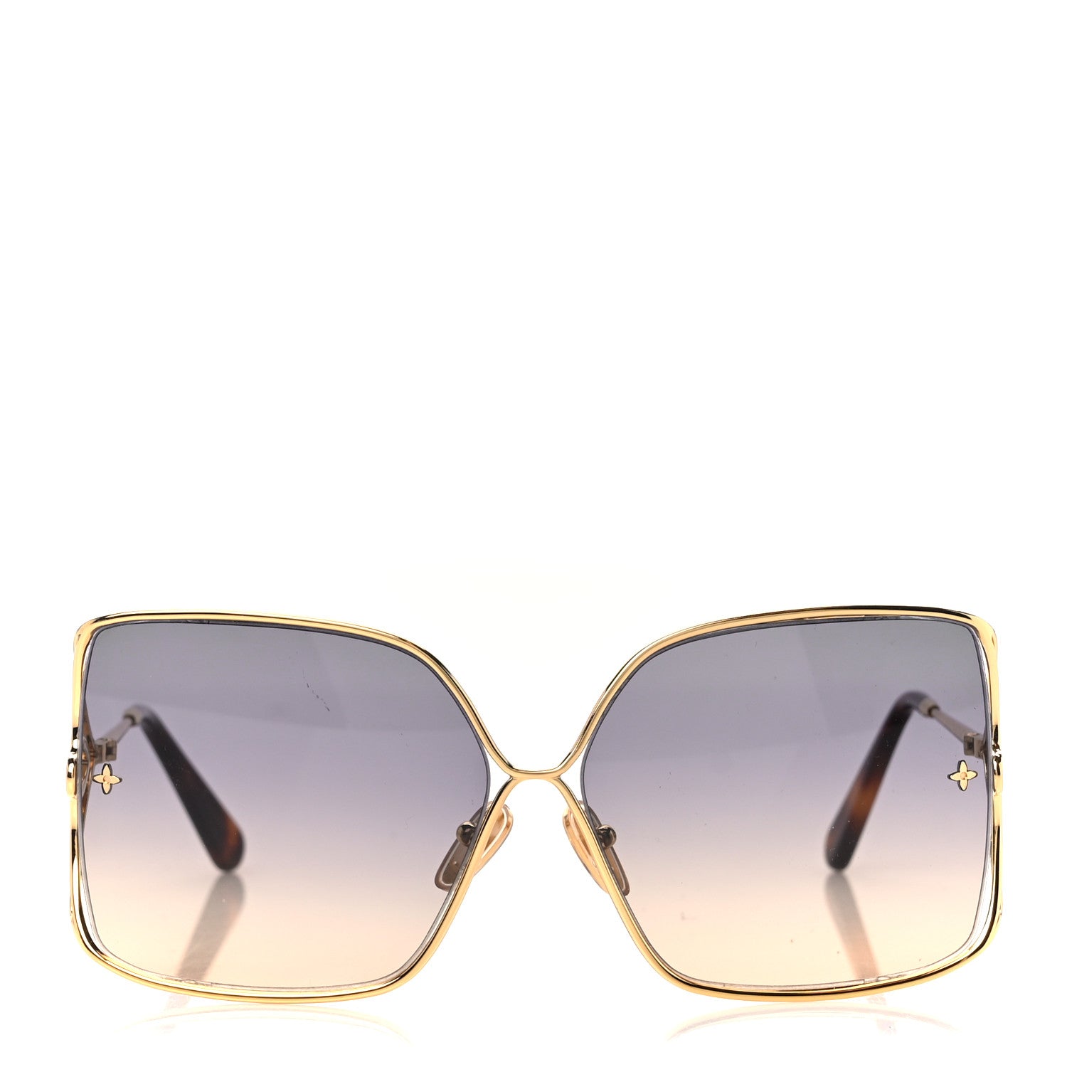 Louis Vuitton Metal LV Petal Square Sunglasses Z1629U Gold Blue 2 of 8