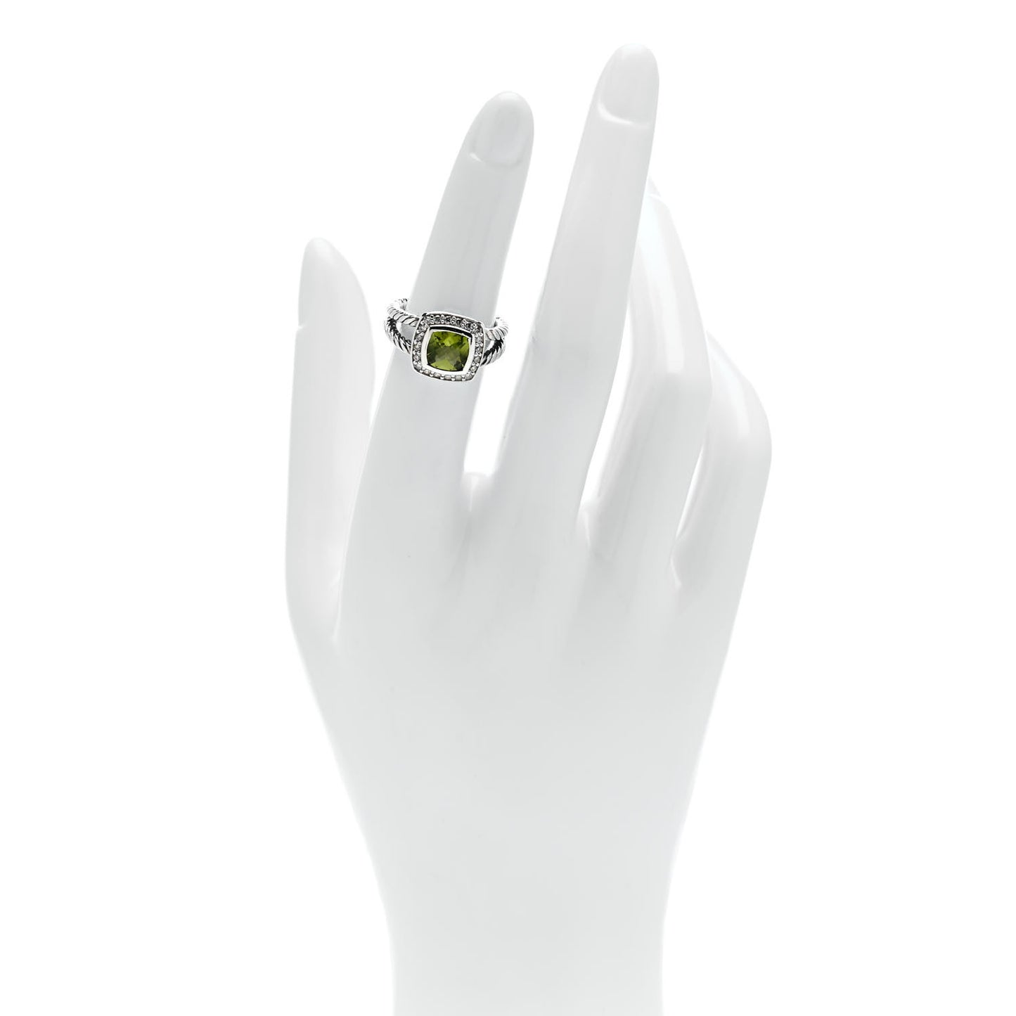 Sterling Silver Diamond Peridot 7mm Petite Albion Ring 49 5
