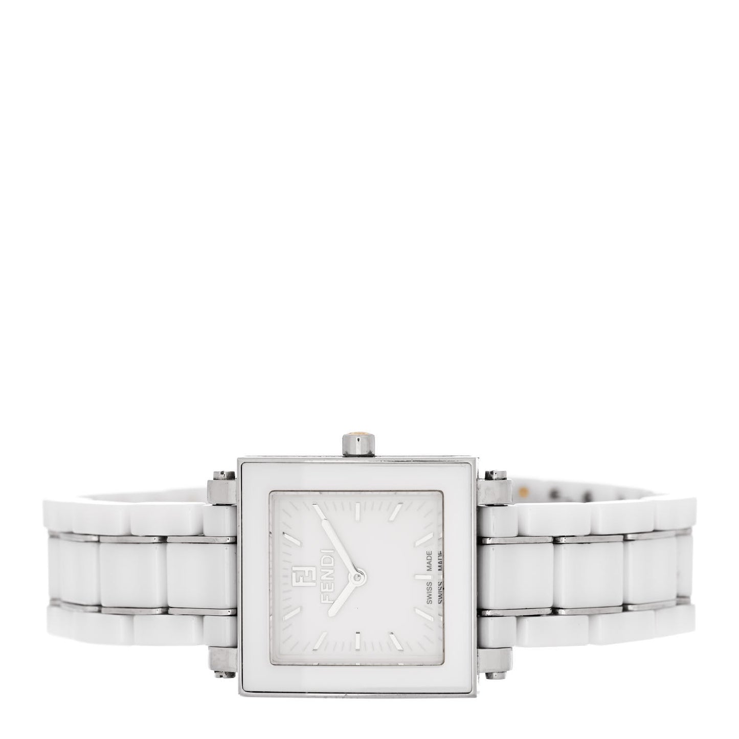Stainless Steel Ceramic 25mm Quadro Quartz Watch White