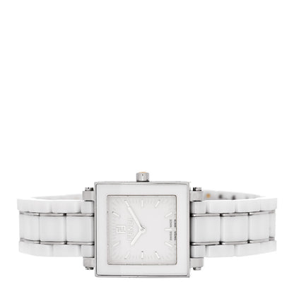 Fendi Stainless Steel Ceramic 25mm Quadro Quartz Watch White 2 of 5