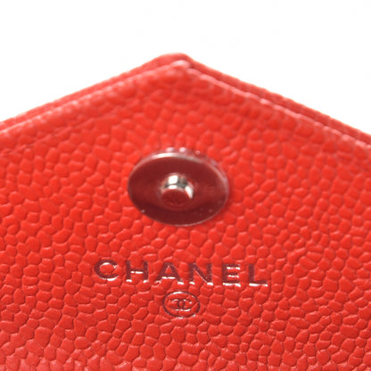 Chanel Caviar Chevron Quilted Card Holder Wallet Red 6 of 8