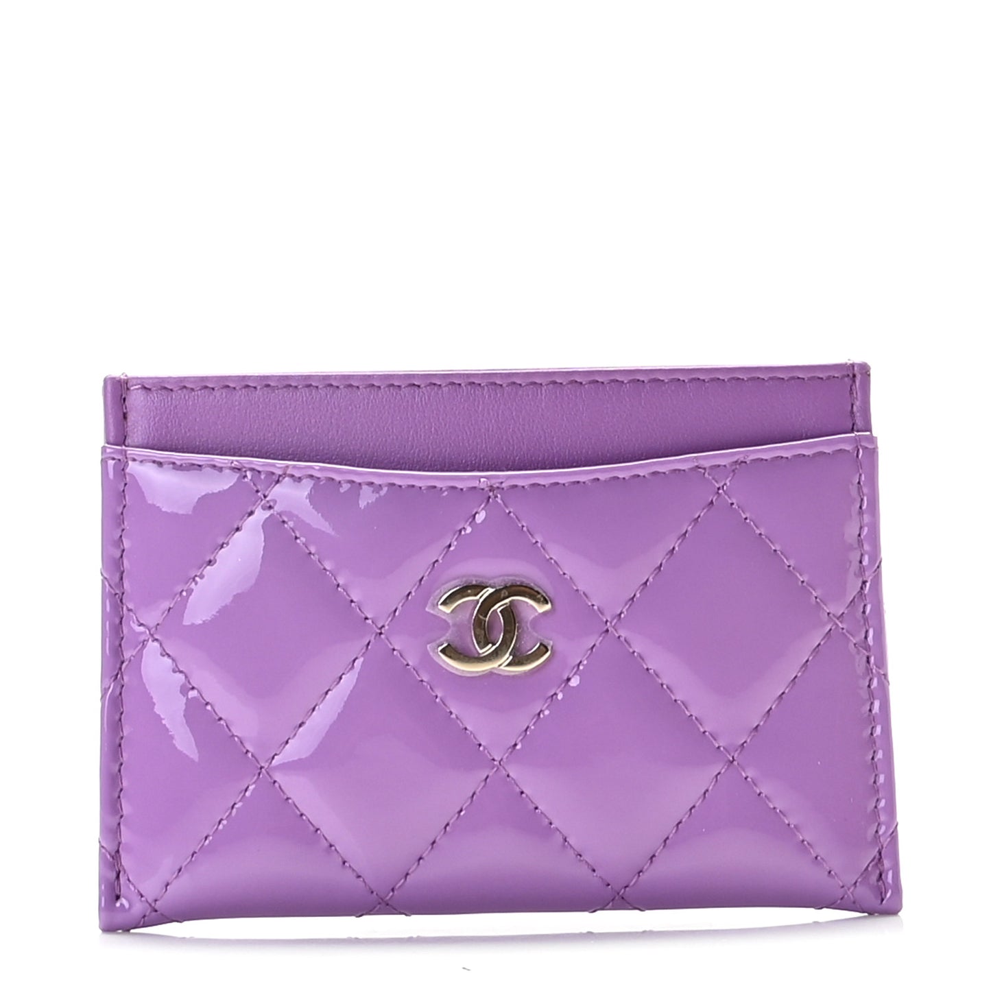 Patent Quilted Card Holder Purple